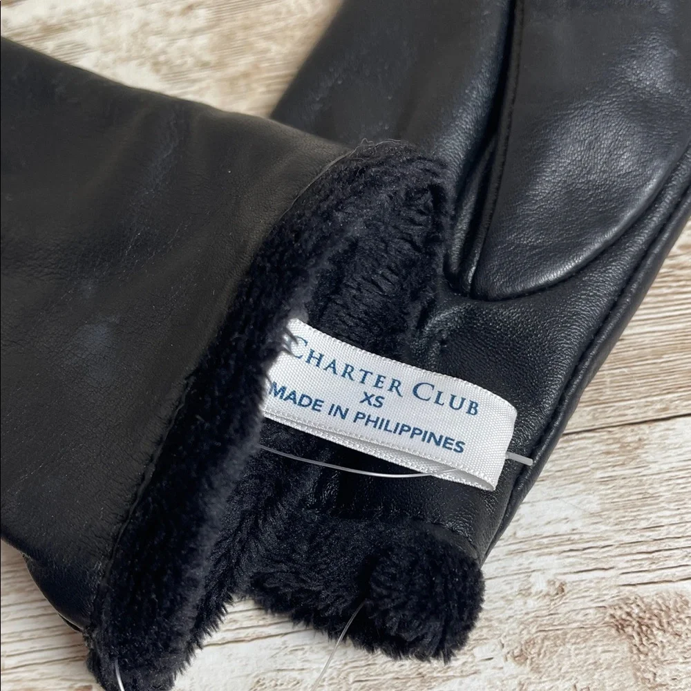 Charter Club XS Women's Dark Leather Gloves Retails‎ $60